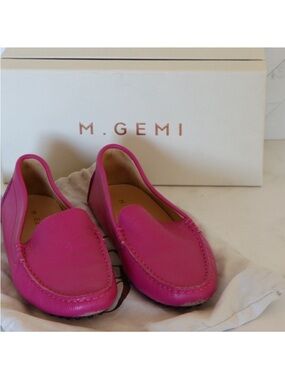 M. Gemi Felize Leather Moccasin Loafer Raspberry Pink Size 38